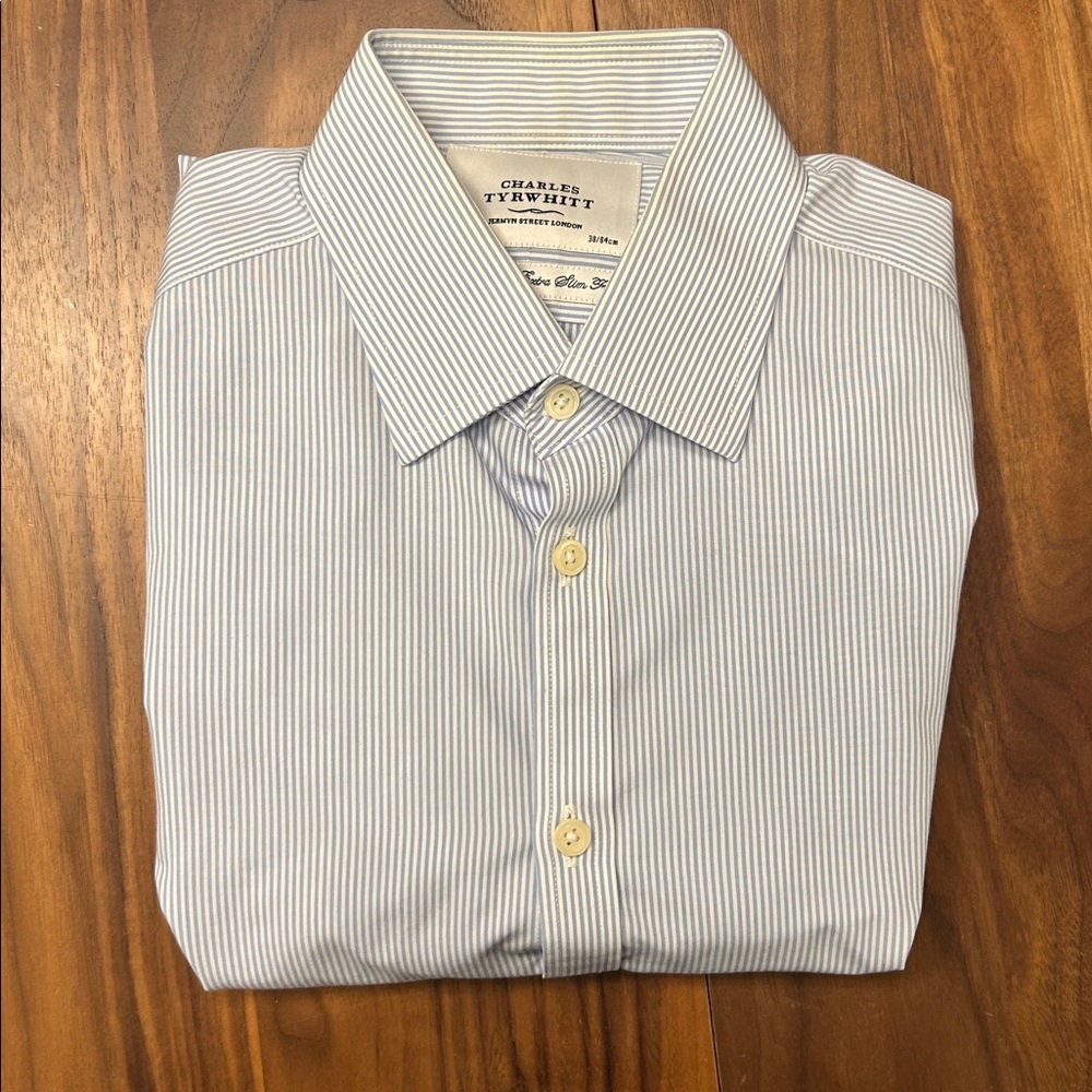 Charles Tyrwhitt Light Blue Micro-Striped Dress Shirt